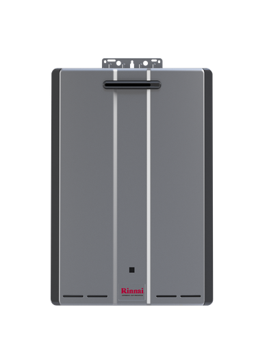 RU160 Super High Efficiency Plus 9 GPM 160,000 BTU Natural Gas Exterior Tankless Water Heater, Silver