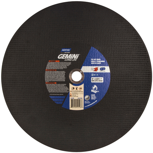 16 x 3/32 x 1 In. Gemini Long Life Chop Saw Cut-Off Wheel A 36 P T01/41