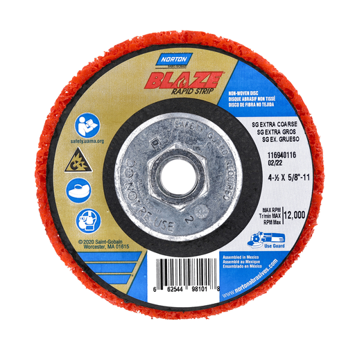 4-1/2 x 5/8-11 In. Bear-Tex Blaze Rapid Strip Non-Woven Disc CA XC Grit T27