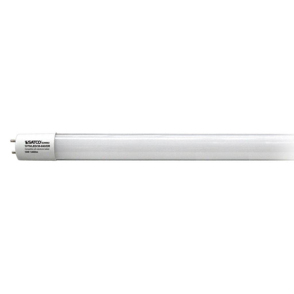SAT S29992 10 WATT T8 LED; 4000K;MEDIUM BI PIN BASE; 50000 AVERAGERATED HOURS; 1450 LUMENS SAT S29992 10 WATT T8 LED; 4000K;MEDIUM BI PIN BASE; 50000 AVERAGERATED HOURS; 1450 LUMENS