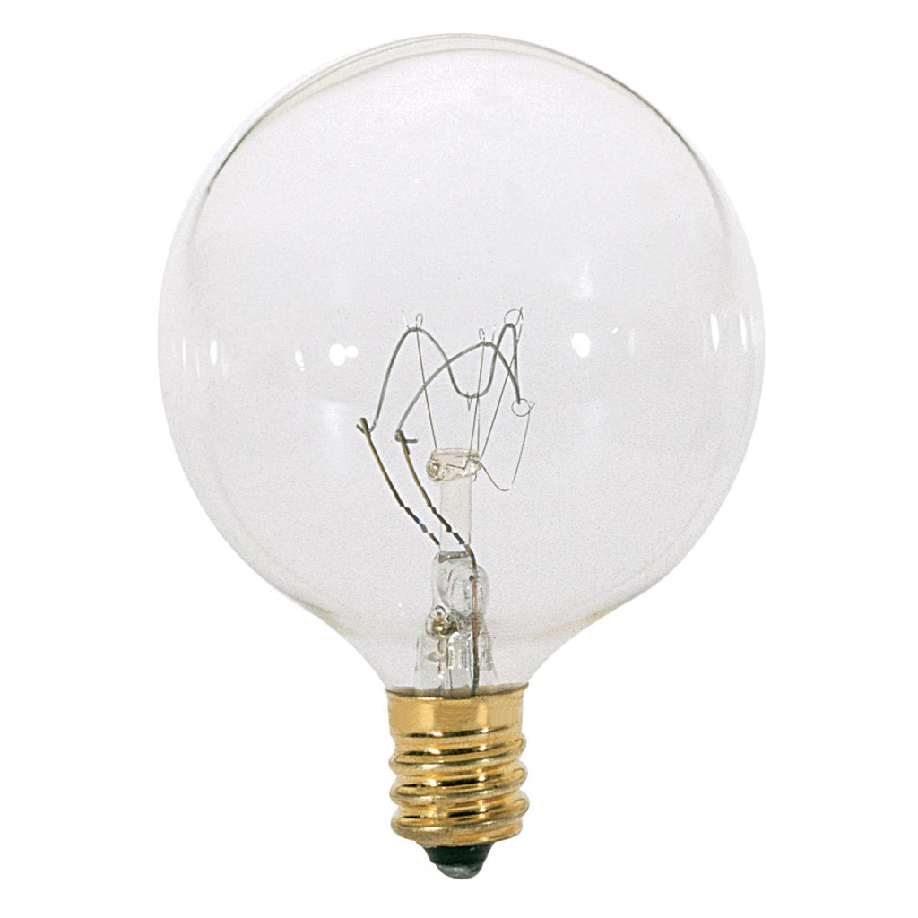 SATCO A3923 40 W 130 Volt 360 Lumen Clear E12 Candelabra Base G16 1/2 Decorative Incandescent Lamp SATCO A3923 40 W 130 Volt 360 Lumen Clear E12 Candelabra Base G16 1/2 Decorative Incandescent Lamp