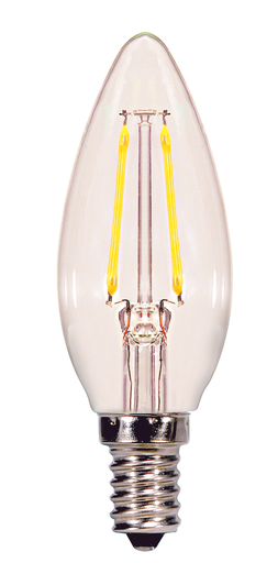 2.5 Watt B11 LED; Clear; Candelabra base; 2700K; 200 Lumens; 120 Volt