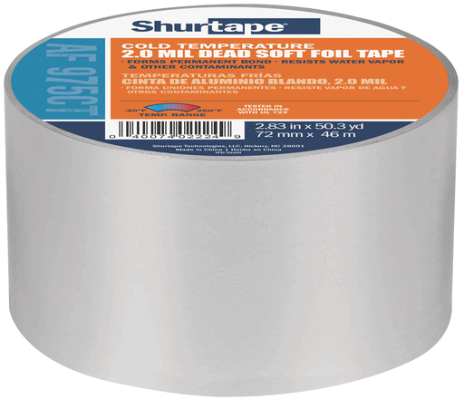 AF 975CT Cold Temperature Aluminum Foil Tape - Silver - 4.0 mils - 72mm x 46m