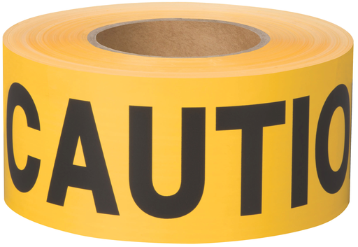 BT 100 Non-Adhesive Barricade Tape - Yellow - 2.0 - 3.0 mils - 3in x 1000ft