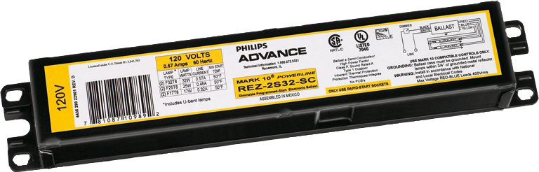 Philips Advance REZ2S32SC35M 120 VAC 50/60 Hz 32 W 2-Lamp Electronic Dimming Ballast Product image for Philips Advance REZ2S32SC35M 120 VAC 50/60 Hz 32 W 2-Lamp Electronic Dimming Ballast
