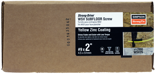 Strong-Drive® WSV SUBFLOOR Screw (Collated) — #9 x 2 in. T25, Yellow Zinc (2000-Qty)