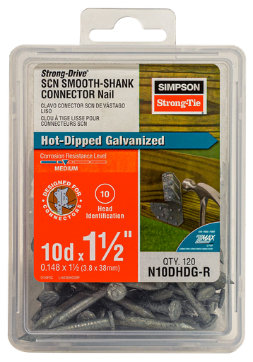 Strong-Drive® SCN SMOOTH-SHANK CONNECTOR Nail — 1-1/2 in. x 0.148 in. HDG (120-Qty)