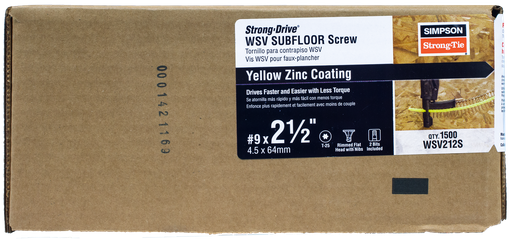 Strong-Drive® WSV SUBFLOOR Screw (Collated) — #9 x 2-1/2 in. T25, Yellow-Zinc (1500-Qty)
