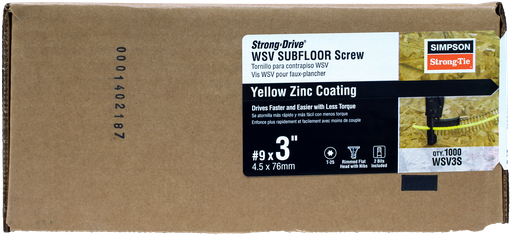 Strong-Drive® WSV SUBFLOOR Screw (Collated) — #9 x 3 in. T-25, Yellow-Zinc (1000-Qty)