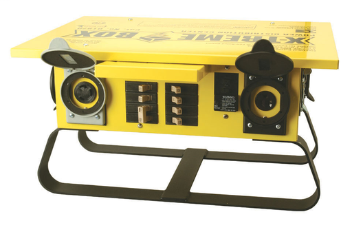 Product image for Southwire 6506UGSX X-Treme Box™ Temporary Power Distribution Unit w/ GFCI Protection, NEMA 5-20 120V 20A 2P3W T-Slot Single Receptacles, Sled Base