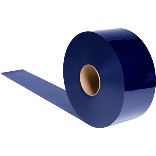 Strip Curtains, Blue Tinted Transparent, 8" Wide, Thickness: .080", Full Overlap