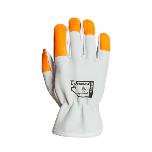 DURABLE LEATHER GLOVES WITH HI VIZ FINGERTIPS FOR BETTER VISIBILITY, SIZE XS