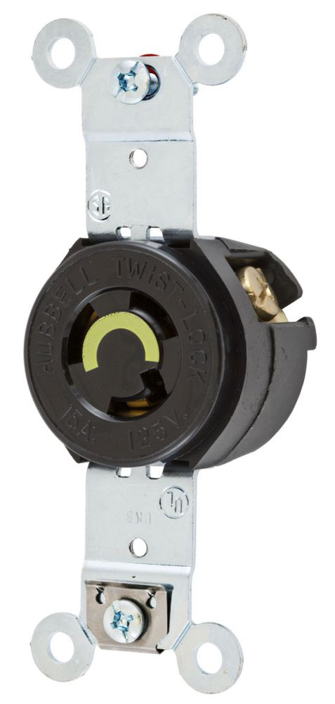Product image for Hubbell HBL4710 15A 125V Twist-Lock Black Single Receptacle