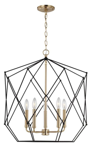 Product image for Zarra 5 Light Large Pendant - Satin Brass/Midnight Black