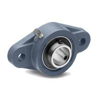 2 Bolt Flange Unit, Wide Inner Ring Insert, Set Screw, 35mm Bore Dia., 5.1181" Bolt-Hole to Bolt-Hole Center , 161mm Length