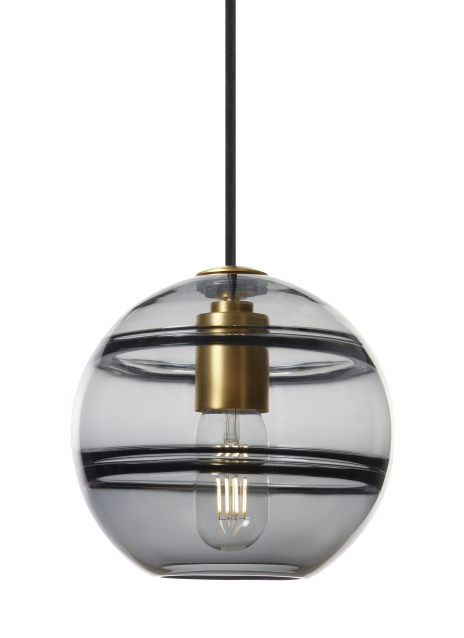 Product image for Sedona 1 Light LED Pendant - Aged Brass w/ Transparent Smoke Glass