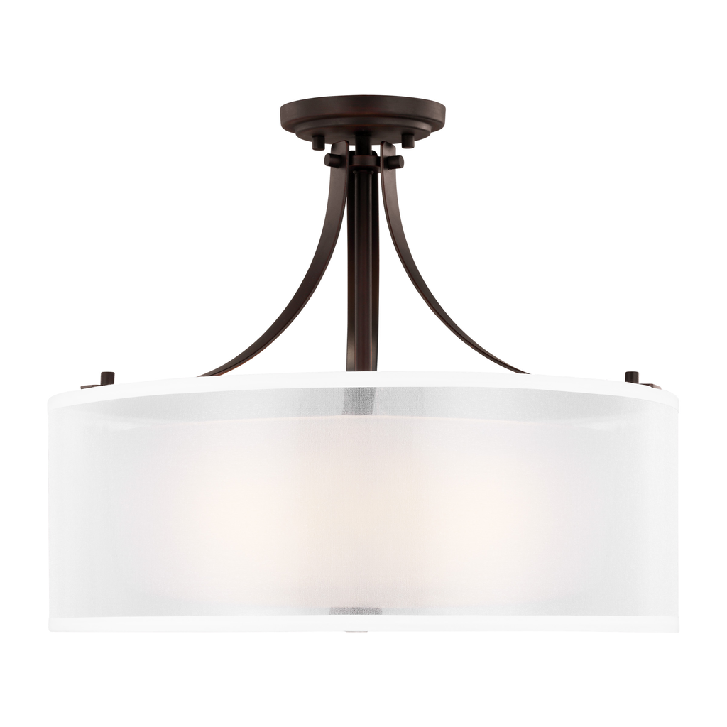 Product image for Elmwood Park 3 Light Semi-Flush Mount - Bronze