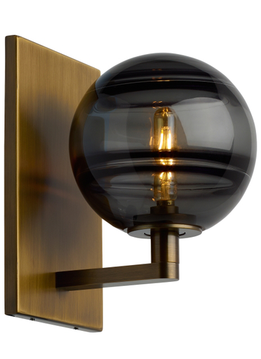 Product image for Sedona 1 Light LED Wall Sconce - Satin Nickel w/ Transparent Smoke Glass