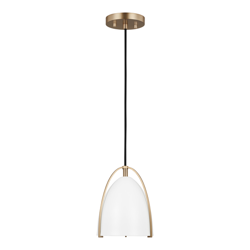 Product image for Norman 1 Light Mini Pendant - Satin Brass/Matte White