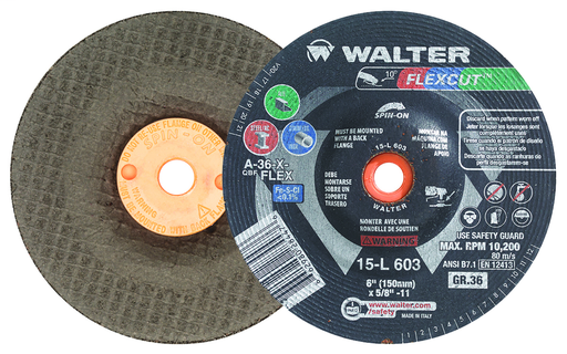 BLENDING DISC 6" X 5/8"-11 GR 36 FLEXCUT PK 25