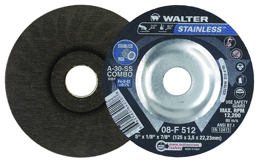 STAINLESS™ Grinding Wheel 5" X 1/8" X 7/8" A30SS PK 25