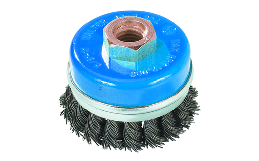 5" X 5/8"-11 STAINLESS STEEL CUP BRUSH KNOT TWISTED WIRE W/ RING