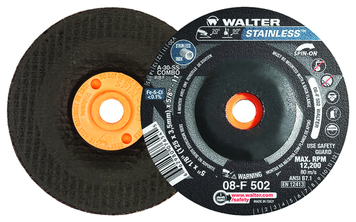 STAINLESS™ Grinding Wheel 5" X 1/8" A30SS SPIN-ON PK 25