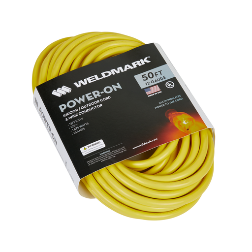 Extension Cord, Yellow, 12/3 50Ft