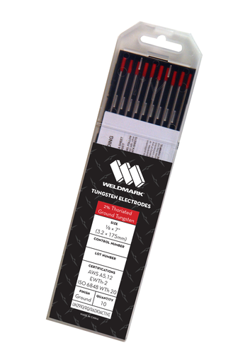 Red Tip Thoriated Tungsten Electrodes, 1/8 (0.125) Diameter, 10 Pack