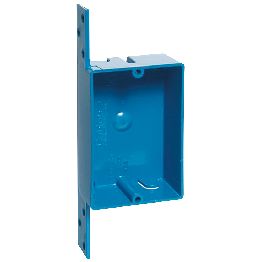 Mayer-DDS-One-Gang New Work Outlet Box, Volume 8 Cubic Inches, Length 3-5/8 Inches, Width 2-3/8 Inches, Depth 1-1/4 Inches, Color Blue, Material PVC, Mounting Means Bracket-1