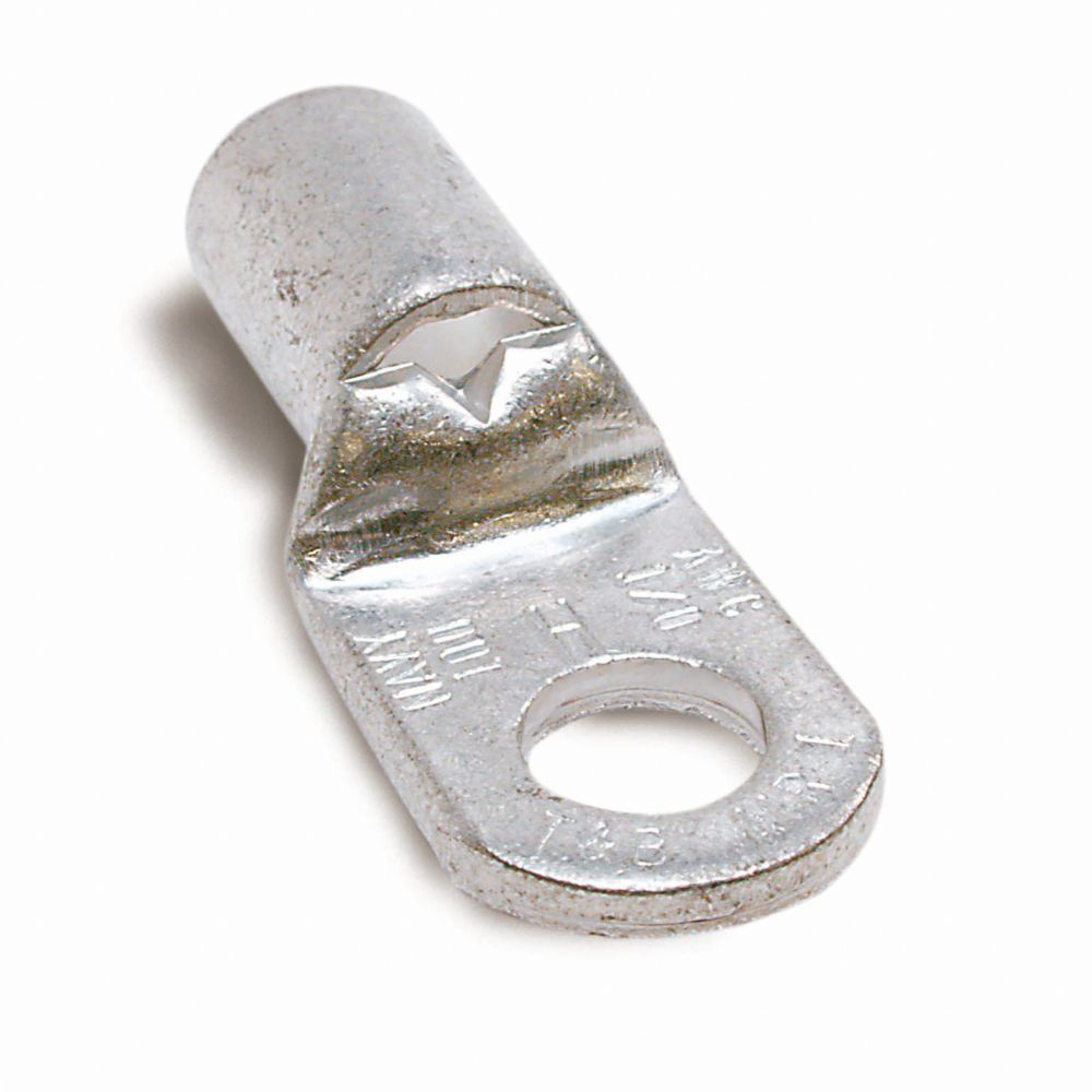 Product image for Thomas & Betts G2-38 3/8 Bolt Hole 2 AWG Metallic Non-Insulated Tubular Ring Terminal
