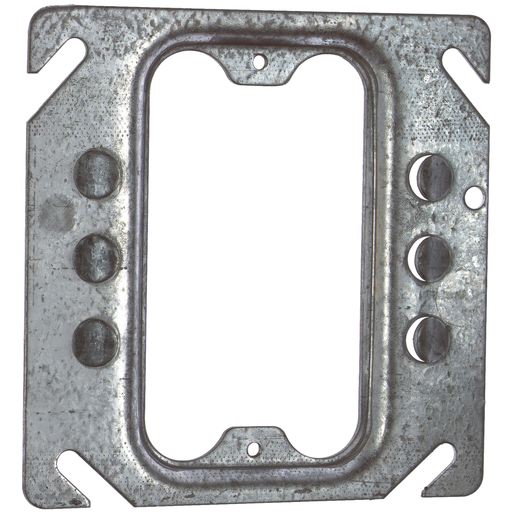 Mayer-DDS-One Gang Square Device Cover, 1.5 Cubic Inches, 4 Inch Square x 1/4 Inch Raised, Pre-Galvanized Steel, Keyed for Plaster-1