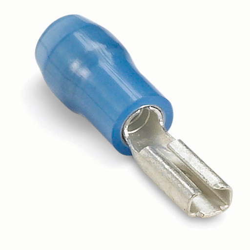 Mayer-DDS-Nylon Insulated Female Disconnect, Length .75 Inches, Width 0.15, Maximum Insulation .135, Tab Size .110x.032, Wire Range #16-#14 AWG, Color Blue, Copper, Tin Plated, 100 Pack-1