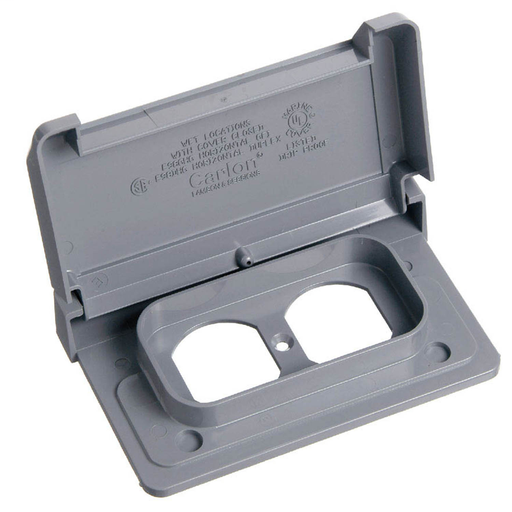 Product image for Carlon E98DHGN-CAR 1-Gang Weatherproof Cover, Duplex Receptacle, Horizontal, Grey