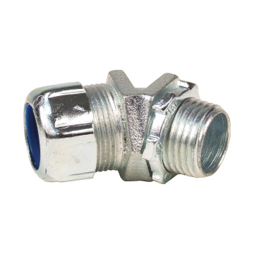 Liquidtight Conduit Fitting, 45 Degree 1/2 Inch, Non-Insulated Malleable Iron