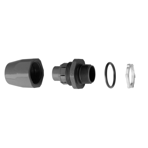 Mayer-DDS-1 Inch, Straight, Two-Piece Liquidtight Non-Metallic Fitting, UL E32447, Temperatures up to 107 Degrees C, Nitril Rubber O-Ring, PVC, Grey-1