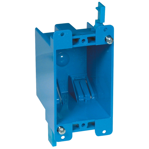 Mayer-DDS-One-Gang Old Work Outlet Box, Volume 14 Cubic Inches, Length 4-1/8 Inches, Width 2-1/4 Inches, Depth 2-3/4 Inches, Color Blue, Material PVC, Mounting Means Mounting Ears and Swing Clamps-1