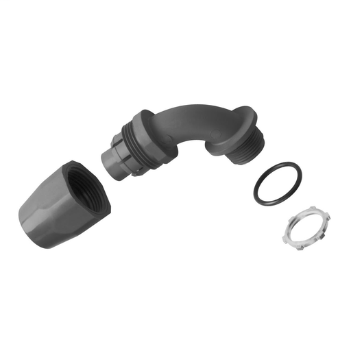 Mayer-DDS-1 Inch, 90 Degree, Two-Piece Liquidtight Non-Metallic Fitting, UL E32447, Temperatures up to 107 Degrees C, Nitril Rubber O-Ring, PVC, Grey-1