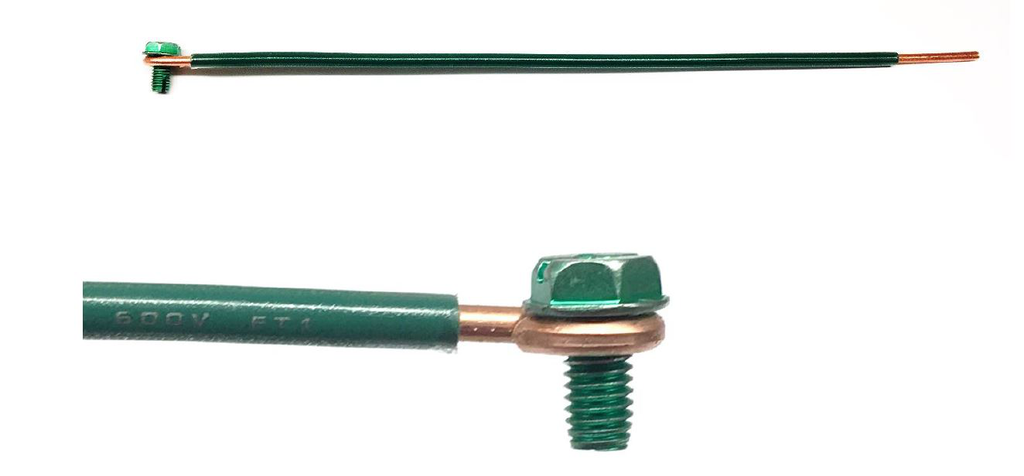 Product image for Cully 80024 9" Grounding Pigtails with Quad Drive Grounding Screw, Insulated, #10 Solid Bare Wire Lead