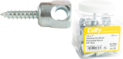 Cully 61157J 1/4 x 2 Sammy SWG20, 3/8 Rod, Wood, Horizontal (25/Jar) Product image for Cully 61157J 1/4 x 2 Sammy SWG20, 3/8 Rod, Wood, Horizontal (25/Jar)