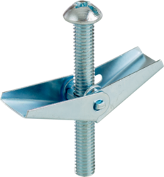 Cully 58664J 3/8" x 4" Round Head Toggle Bolt & Wing, Slotted - Zinc (25/Jar)