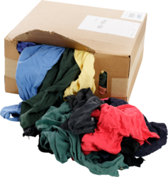 Product image for Cully 37590 All-Purpose Rags, 25 Lb. Box, Recycled Colored T-Shirts, Not Lint-Free