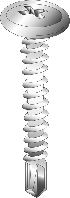 Product image for Cully 26809J500 8 x 1/2" Lath Tek Screws (K-Lath), Wafer Head, Phillips, Zinc Plated