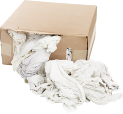 Product image for Minerallac 37587 All-Purpose Rags, 25 Lb. Box, Recycled White T-Shirts, Not Lint-Free