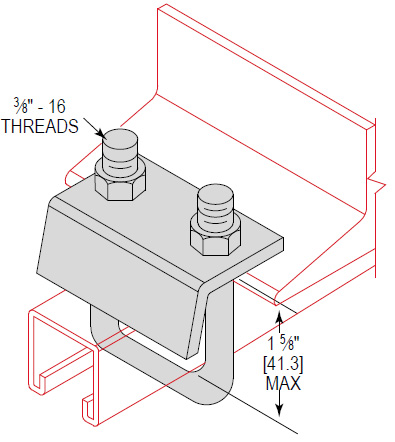 Product image for Minerallac BCSU162EG Beam Clamp To Strut With Ubolt For 13/16" and 1-5/8" Channel, Zinc Plated