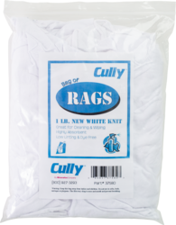 Cully 37580 1lb Bag of Rags (New Bleached Knits)