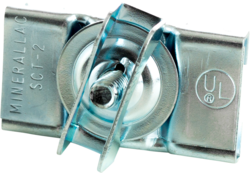 Product image for Minerallac SCT2 Two Piece T-Bar Hanger , Fits 1" T-Bar, 1/4"-20 x 5/8" Stud with Wing Nut Washer, Zinc