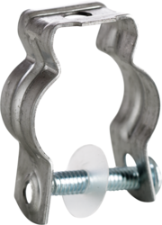 Product image for Minerallac K0B Conduit Hanger with Bolt, Fits 1/2" EMT or 3/8 to 1/2" Rigid/IMC, Keyholed - No nut required, Pre-Galvanized