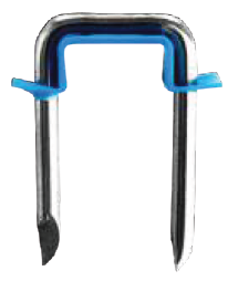 Product image for Minerallac IPN2FA 1-1/4 x 9/16" Metal With Plastic Insulator Cable Staples, Flat Top, 3 Conductor #10, #12 and #14 Non-Metallic Sheathed Cable, Bx, Mc and Other Cable, Blue