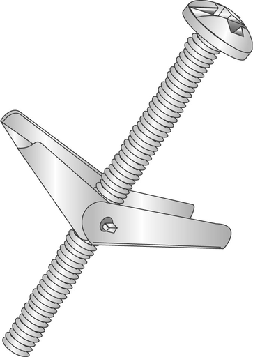 Product image for Cully 58548 1/4-20 x 3" Toggle Bolts and Wings, Mushroom Head, Square/Slotted, Zinc
